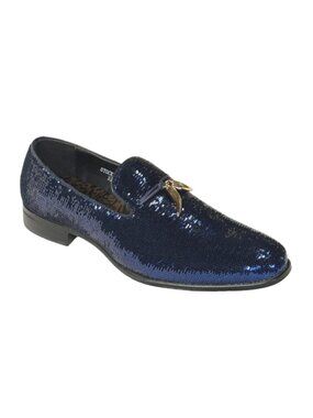 After Midnight 6759 Men’s Blue Sequin Loafers Dress Shoes Formal Slip-On